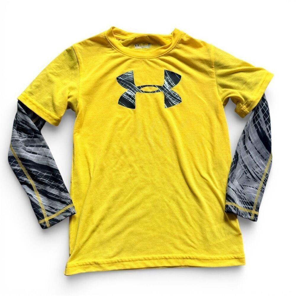 Youth Boys Under Armour Dri-Fit Long Sleeve Layered Graphic Tee Shirt - Sz 6